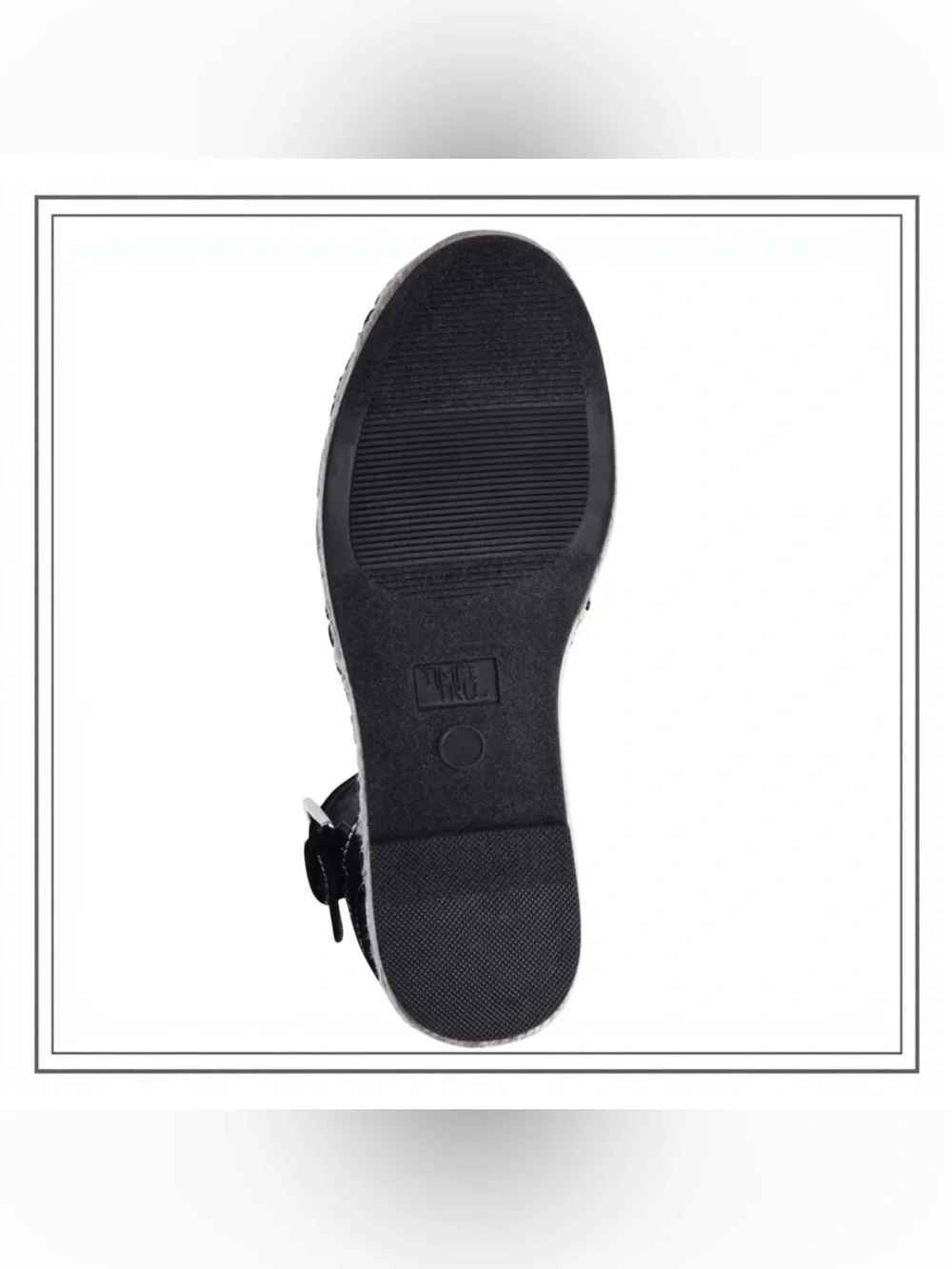 Time and Tru Black And Tan Espadrille Flats Sandals With Ankle Strap Women’s 6.5